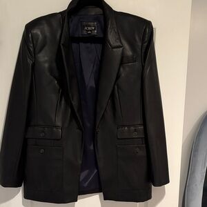 J. Crew Black Faux Leather Tailored Blazer